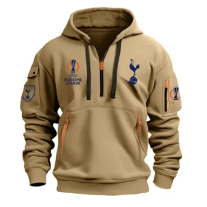 Tottenham Hotspur Hoodie Half Zipper Europa League Champions 2025 EPL79052225787 - Khaki
