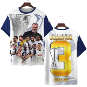 Tottenham Hotspur T-Shirt UEFA Europa 2025 For Fan Tottenham Hotspur HVN1007C2CHAMP052225TS3D