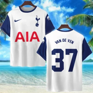 Micky van de Ven T- Shirt Tottenham Hotspur UEFA Europa 2025 For Fan Micky van de Ven HVN1010UEFAMV052225TS3D