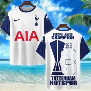 Tottenham Hotspur T-Shirt UEFA Europa 2025 For Fan Tottenham Hotspur HVN1012UEFACHAMP052225TS3D