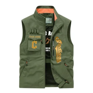 Cleveland Indians Outdoor Sleeveless Vest, All Over Print Outdoor Sleeveless Vest Cleveland Indians DMBL1136192480 - Army Green