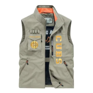 Chicago Cubs Outdoor Sleeveless Vest, All Over Print Outdoor Sleeveless Vest Chicago Cubs DMBL1136192481 - Khaki