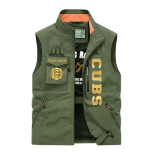 Chicago Cubs Outdoor Sleeveless Vest, All Over Print Outdoor Sleeveless Vest Chicago Cubs DMBL1136192481 - Army Green