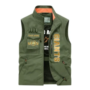 San Francisco Giants Outdoor Sleeveless Vest, All Over Print Outdoor Sleeveless Vest San Francisco Giants DMBL1136192482 - Army Green