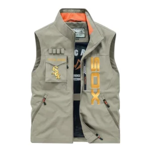 Chicago White Sox Outdoor Sleeveless Vest, All Over Print Outdoor Sleeveless Vest Chicago White Sox DMBL1136192484 - Khaki