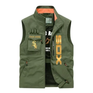 Chicago White Sox Outdoor Sleeveless Vest, All Over Print Outdoor Sleeveless Vest Chicago White Sox DMBL1136192484 - Army Green