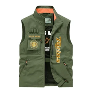 Minnesota Twins Outdoor Sleeveless Vest, All Over Print Outdoor Sleeveless Vest Minnesota Twins DMBL1136192485 - Army Green