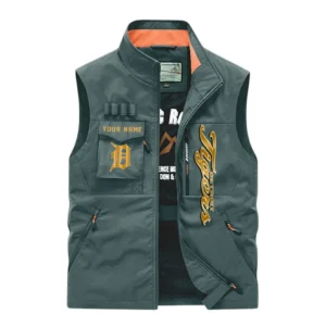 Detroit Tigers Outdoor Sleeveless Vest, All Over Print Outdoor Sleeveless Vest Detroit Tigers DMBL1136192486 - Bean Green