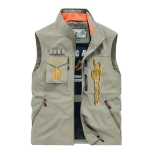 Detroit Tigers Outdoor Sleeveless Vest, All Over Print Outdoor Sleeveless Vest Detroit Tigers DMBL1136192486 - Khaki