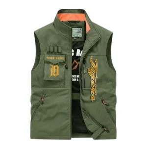 Detroit Tigers Outdoor Sleeveless Vest, All Over Print Outdoor Sleeveless Vest Detroit Tigers DMBL1136192486 - Army Green