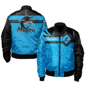 Miami Marlins Bomber Jacket, All Over Print Bomber Jacket Miami Marlins DMLB1046102052