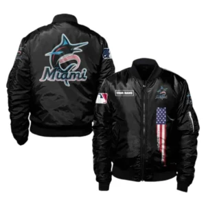 Miami Marlins Bomber Jacket, All Over Print Bomber Jacket Miami Marlins DMLB1056102039