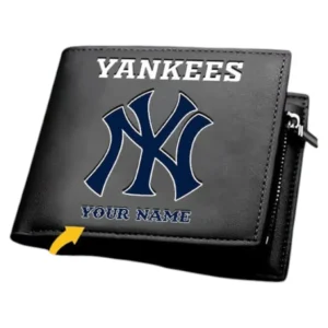 New York Yankees Horizontal Leather Wallet, All Over Print Zipper Horizontal Leather Wallet New York Yankees - Black DMLB1076112025