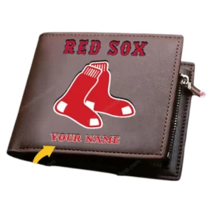 Boston Red Sox Horizontal Leather Wallet, All Over Print Zipper Horizontal Leather Wallet Boston Red Sox - Brown DMLB1076112027