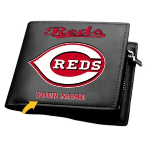 Cincinnati Reds Horizontal Leather Wallet, All Over Print Zipper Horizontal Leather Wallet Cincinnati Reds - Black DMLB1076112030
