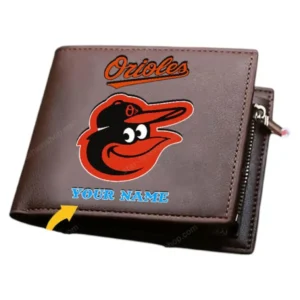 Baltimore Orioles Horizontal Leather Wallet, All Over Print Zipper Horizontal Leather Wallet Baltimore Orioles - Brown DMLB1076112033
