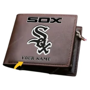 Chicago White Sox Horizontal Leather Wallet, All Over Print Zipper Horizontal Leather Wallet Chicago White Sox - Brown DMLB1076112039