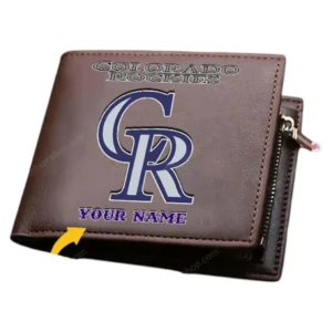 Colorado Rockies Horizontal Leather Wallet, All Over Print Zipper Horizontal Leather Wallet Colorado Rockies - Brown DMLB1076112043