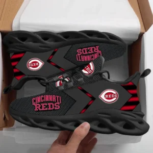 Cincinnati Reds Max Soul Shoes, All Over Print Zipper Max Soul Shoes Cincinnati Reds - Black DMLB1096112031