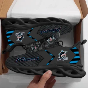 Miami Marlins Max Soul Shoes, All Over Print Zipper Max Soul Shoes Miami Marlins - Black DMLB1096112039