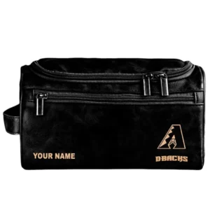 Arizona Diamondbacks Leather Toiletry Bag, All Over Print Zipper Leather Toiletry Bag Arizona Diamondbacks - Black DMLB1161162031