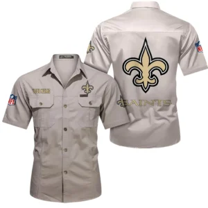 Kansas City Chiefs Short Sleeved Shirtt, All Over Print Short Sleeved Shirt Kansas City Chiefs - Beige DNFL1026122030