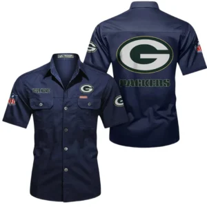 Green Bay Packers Short Sleeved Shirtt, All Over Print Short Sleeved Shirt Green Bay Packers - Dark Blue DNFL1026122031