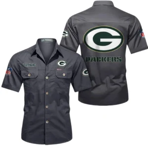 Green Bay Packers Short Sleeved Shirtt, All Over Print Short Sleeved Shirt Green Bay Packers - Gray DNFL1026122031