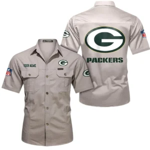 Green Bay Packers Short Sleeved Shirtt, All Over Print Short Sleeved Shirt Green Bay Packers - Beige DNFL1026122031