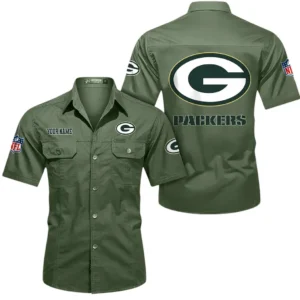 Green Bay Packers Short Sleeved Shirtt, All Over Print Short Sleeved Shirt Green Bay Packers - Army Green DNFL1026122031