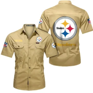 Miami Dolphins Short Sleeved Shirtt, All Over Print Short Sleeved Shirt Miami Dolphins - Khaki DNFL1026122032