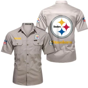 Miami Dolphins Short Sleeved Shirtt, All Over Print Short Sleeved Shirt Miami Dolphins - Beige DNFL1026122032