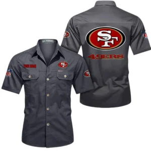 Detroit Lions Short Sleeved Shirtt, All Over Print Short Sleeved Shirt Detroit Lions - Gray DNFL1026122048