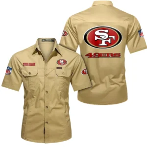 Detroit Lions Short Sleeved Shirtt, All Over Print Short Sleeved Shirt Detroit Lions - Khaki DNFL1026122048
