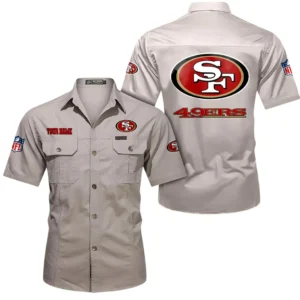 Detroit Lions Short Sleeved Shirtt, All Over Print Short Sleeved Shirt Detroit Lions - Beige DNFL1026122048