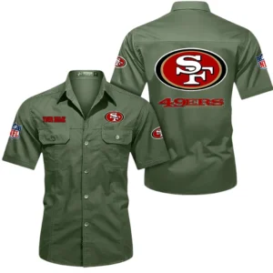 Detroit Lions Short Sleeved Shirtt, All Over Print Short Sleeved Shirt Detroit Lions - Army Green DNFL1026122048