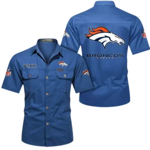 Denver Broncos Short Sleeved Shirtt, All Over Print Short Sleeved Shirt Denver Broncos - Cowboy Blue DNFL1026122050