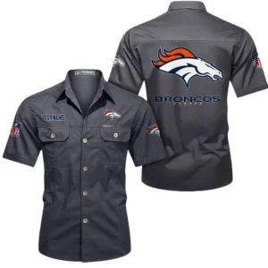 Denver Broncos Short Sleeved Shirtt, All Over Print Short Sleeved Shirt Denver Broncos - Gray DNFL1026122050