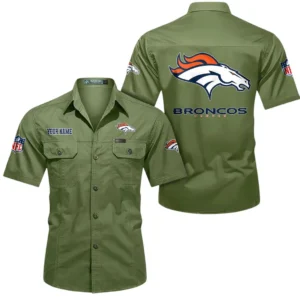 Denver Broncos Short Sleeved Shirtt, All Over Print Short Sleeved Shirt Denver Broncos - Fruit Green DNFL1026122050
