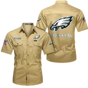 Cleveland Browns Short Sleeved Shirtt, All Over Print Short Sleeved Shirt Cleveland Browns - Khaki DNFL1026122051