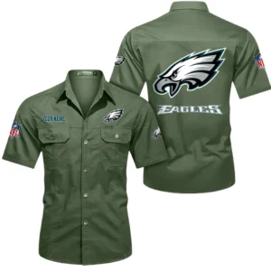 Cleveland Browns Short Sleeved Shirtt, All Over Print Short Sleeved Shirt Cleveland Browns - Army Green DNFL1026122051