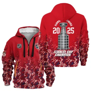 Florida Panthers Hoodie Half Zipper NHL 2025 For Fan Florida Panthers HVN1073CHAMP061825HODZ
