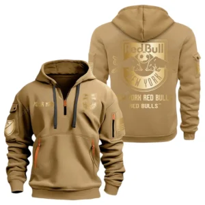 New York Red Bulls MLS Hoodie Half Zip, All Over Print Hoodie For New York Red Bulls Fan MLS03061125779 - Khaki