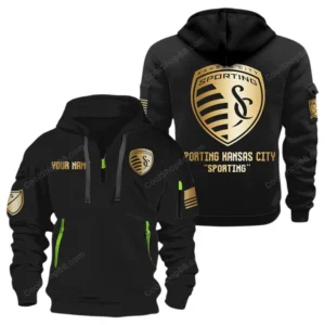 Sporting Kansas City MLS Hoodie Half Zip, All Over Print Hoodie For Sporting Kansas City Fan MLS03061125781 - Black