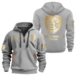 Sporting Kansas City MLS Hoodie Half Zip, All Over Print Hoodie For Sporting Kansas City Fan MLS03061125781 - Gray