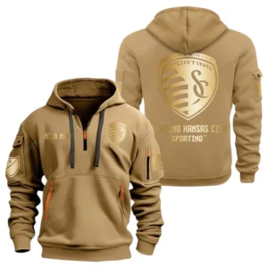 Sporting Kansas City MLS Hoodie Half Zip, All Over Print Hoodie For Sporting Kansas City Fan MLS03061125781 - Khaki