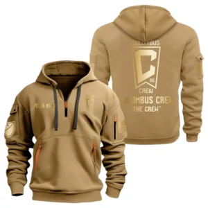 Columbus Crew MLS Hoodie Half Zip, All Over Print Hoodie For Columbus Crew Fan MLS03061125783 - Khaki