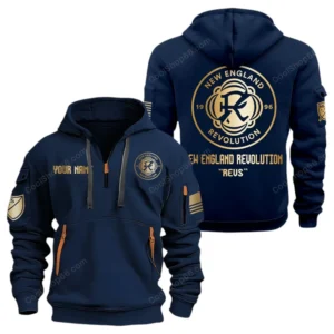 New England Revolution MLS Hoodie Half Zip, All Over Print Hoodie For New England Revolution Fan MLS03061125786 - Navy