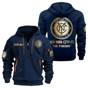 New York City MLS Hoodie Half Zip, All Over Print Hoodie For New York City Fan MLS03061125787 - Navy