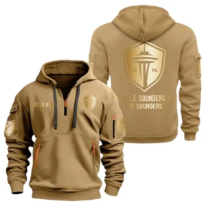 Seattle Sounders MLS Hoodie Half Zip, All Over Print Hoodie For Seattle Sounders Fan MLS03061125791 - Khaki